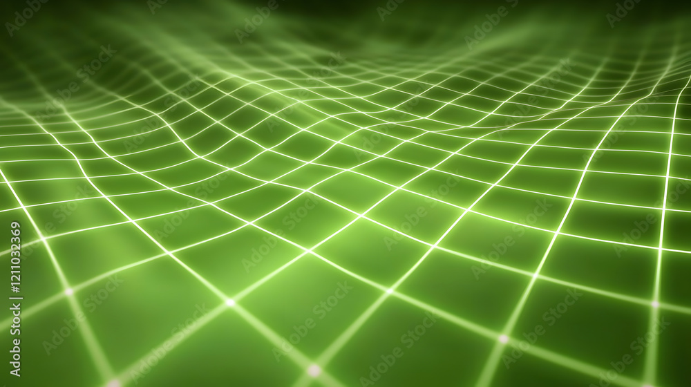Poster dynamic green grid pattern abstract digital space visual content tech environment low angle futurist