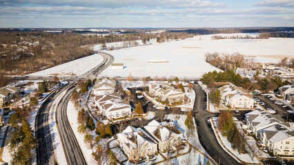Aerial Drone of New Jersey Real Estate Winter 2025