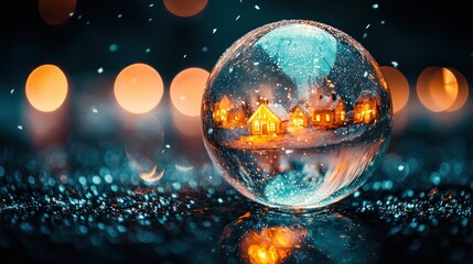 Enchanted Winter Village Reflected in a Crystal Ball