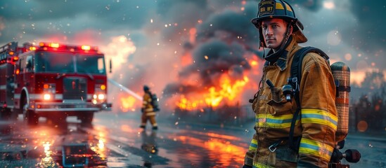 Firefighter Facing the Flames