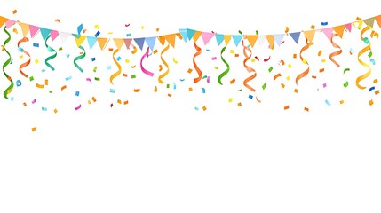 Colorful Party Banner With Confetti Ribbons