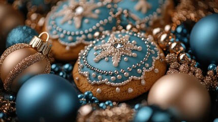 Elegant Christmas Cookies and Ornaments Festive Holiday Scene