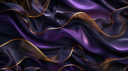 Fototapeta premium depicts an abstract background with a rich purple hue, adorned with intricate golden accents that add a touch of luxury and sophistication.