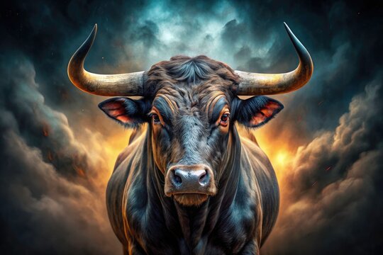 Majestic Bull, Powerful Horned Beast, Strong Stier Photography, Animal Portrait