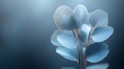 Serene Blue Eucalyptus Leaves Botanical Still Life