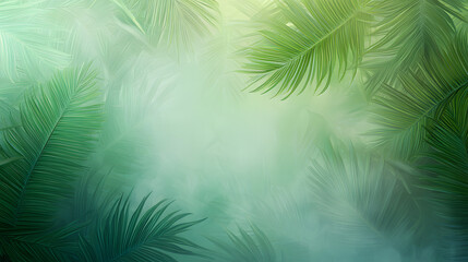 Lush greenery and soft mist tropical forest nature background serene environment close-up tranquility concept
