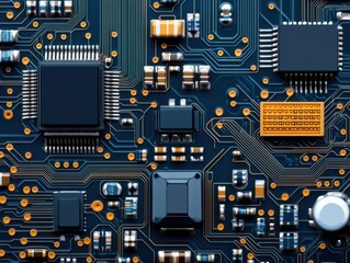 Close-up of electronic circuit board, dark design