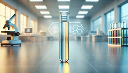 Test tube containing chemical substance stands in modern laboratory setting