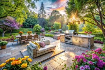 Double Exposure Backyard Oasis: Outdoor Kitchen & Landscape Design