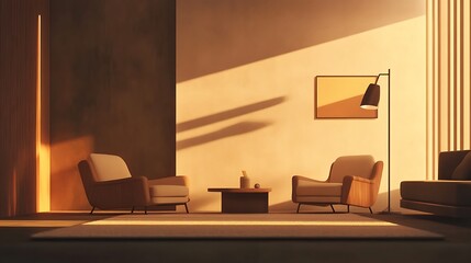 Sunlit Modern Living Room With Two Armchairs