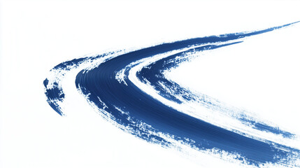 A thin blue ink brush stroke path on a white background