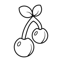 Charming Sketch Style Cherries with Flowing Stems and Leafy Flourish 