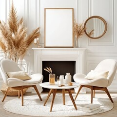 Elegant living room decor with neutral tones modern interior minimalist style cozy environment top-down perspective