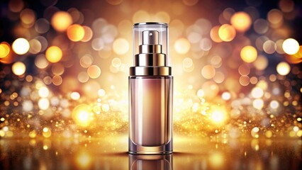 Radiant skin starts here: Aerial view of primer bottle, enhancing beauty product photography.