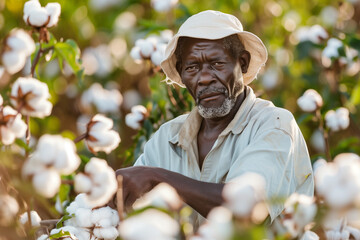 African Slave Picking Cotton on plantation field showcasing struggles of exploitation and servitude during colonial times