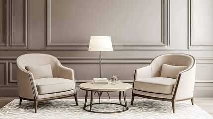 Elegant Living Room Featuring Two Armchairs and a Coffee Table