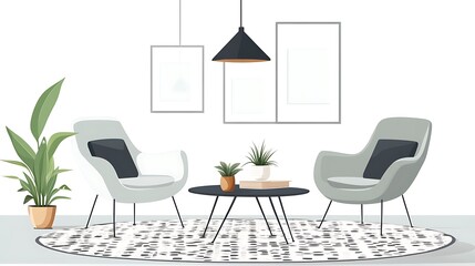 Fototapeta premium Modern Living Room With Two Armchairs And Coffee Table