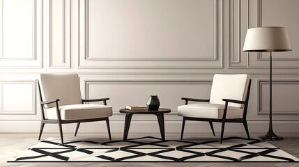 Elegant Living Room Featuring Two Armchairs and a Modern Floor Lamp