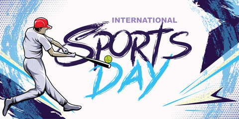 Baseball Abstract Sports Background Vector. International Sports Day Illustration. Graphic Design for the decoration of gift certificates, banners, and flyer
