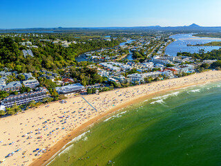 Aerial view of Noosa Main Beach in Queensland, Australia