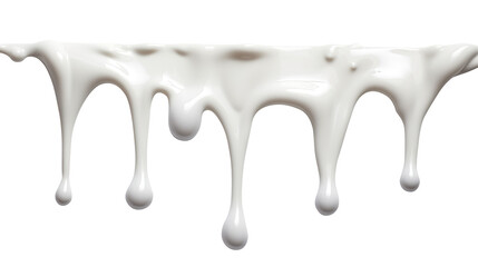 Dripping milk isolated on transparent white background, clipping path, Png file