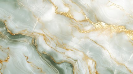 ethereal swirling marble pattern with iridescent gold veins, liquid-like flow in cream and sage green, dramatic lighting highlighting metallic accents, ultra-high resolution texture
