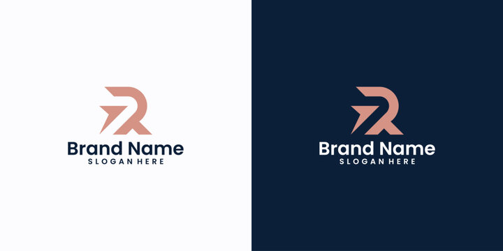 letter r and arrow logo