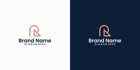 letter r and arrow logo