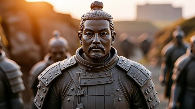 The Terracotta Army of Qin Shi Huang, a vast army of clay soldiers guarding the tomb of China's first emperor