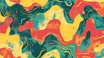 Abstract Colorful Swirling Wave Pattern Design