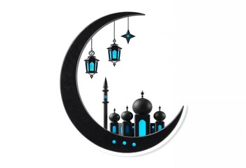 Mosque and crescent Eid al mubarak card design to celebrate the holy month of Ramadan background