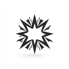Abstract starburst graphic design element.  Simple black and white explosion symbol, isolated on white background. Perfect for logo, icon, or decoration.