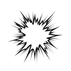 Fototapeta premium Abstract black and white burst graphic element, starburst shape with jagged edges, isolated on white background.