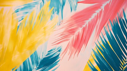 Abstract Palm Leaf Painting in Vibrant Colors