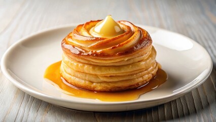 Golden Pastry Delight Layers of Sweet Dough, Drizzled with Honey Glaze on a Simple Plate
