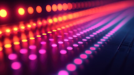 Obraz premium Colorful abstract light patterns with vibrant dots creating a rhythmic visual effect in a dark setting