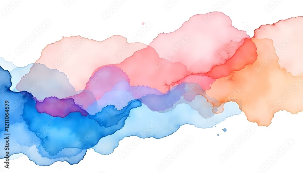 Poster abstract watercolor background featuring soft, flowing paint strokes in various colors