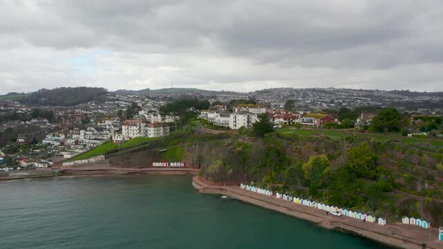 Roundham Head and Goodrington Promenade from a drone, Paignton, Devon, England