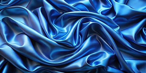 Obraz premium Stunning 3D Render: Blue Satin Fabric Texture, Close-up Ripple Detail, Food Photography Background