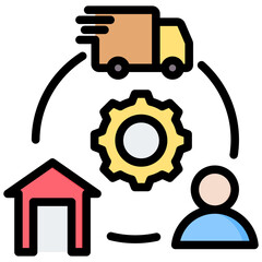 Supply Chain Outline Color Icon