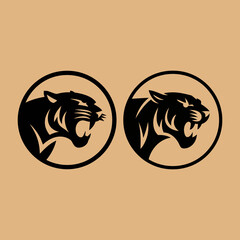 anger panther in circle logo illustration