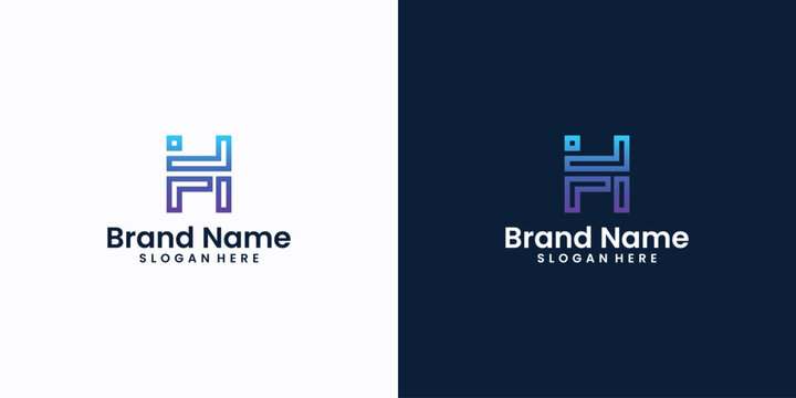 letter fh logo technology