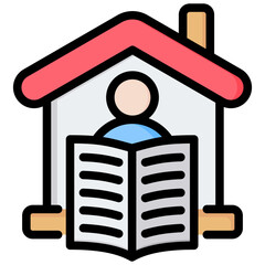 Home Schooling Outline Color Icon