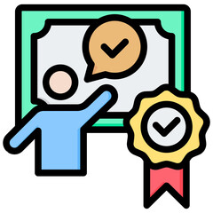 Certificate Of Acknowledge Outline Color Icon