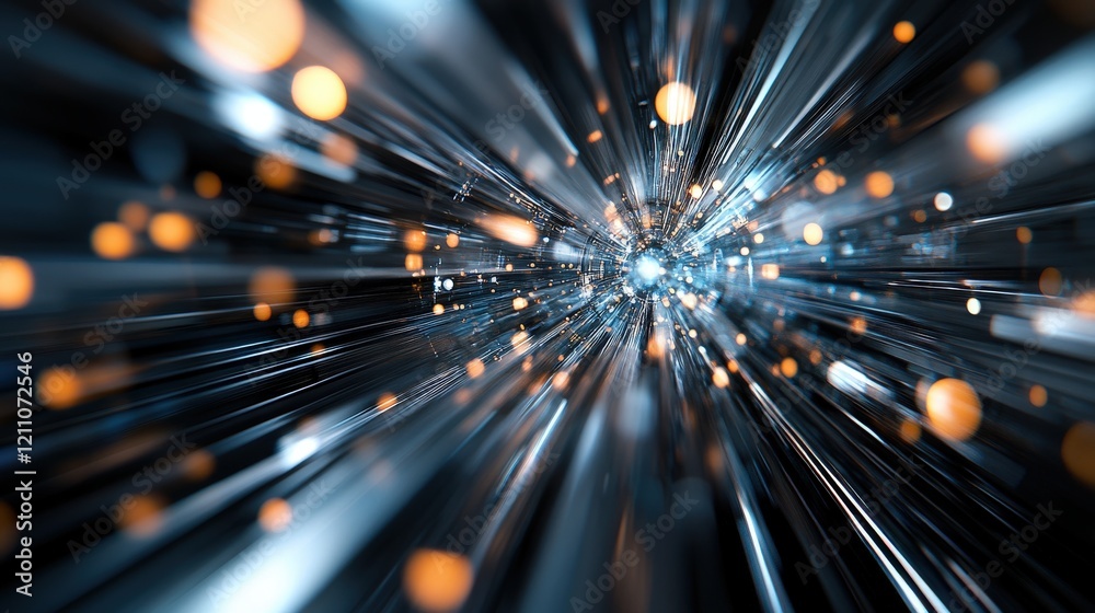 Aufkleber High-Speed Motion Blur Using Light Rays and Bright Particles Creating a Dynamic and Abstract Background for Creative and Futuristic Design Projects