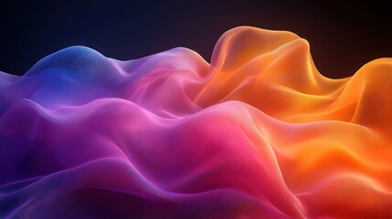 Obraz premium Abstract colorful waves of fabric-like textures flowing smoothly in a dark background, evoking calmness