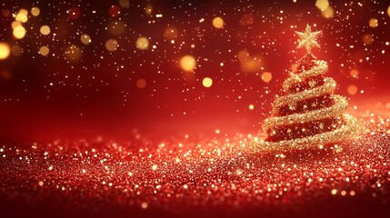 digital abstract artwork featuring a swirling wave of golden and red light particles against a dark background with a central curved band of bright, shimmering lights that create a sense of movement