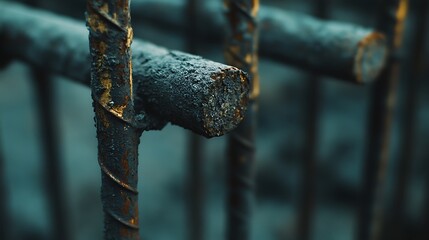 Close up shot of black metal rods. Abstract background.