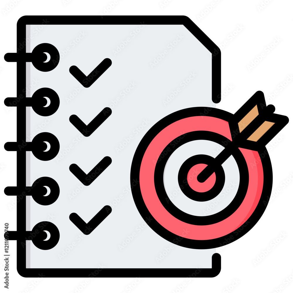 Poster goal setting outline color icon