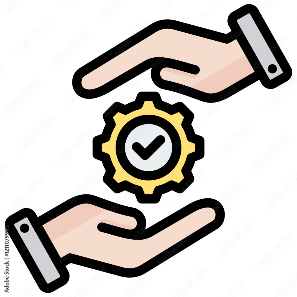 Poster Hands On Practice Outline Color Icon